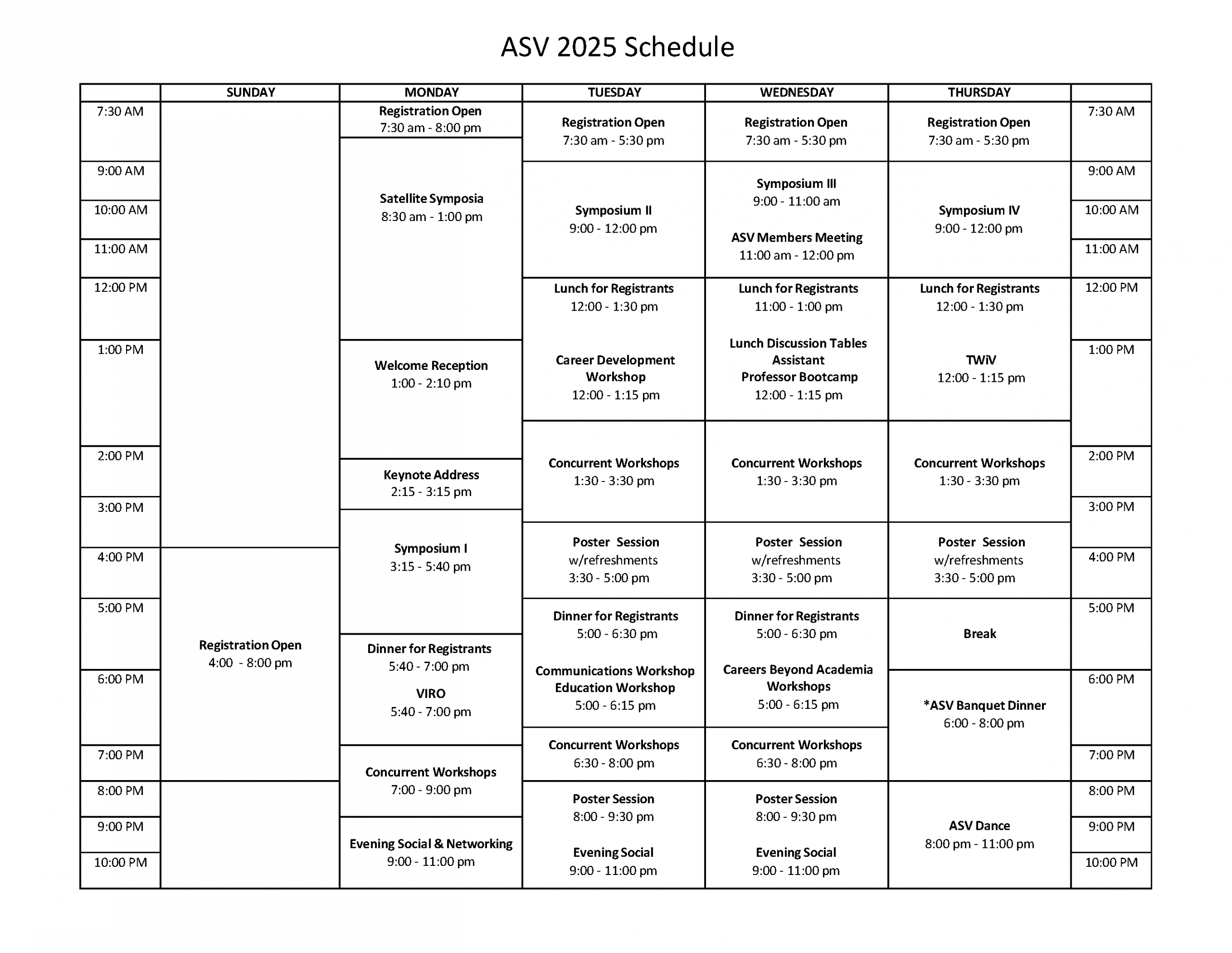 ASV 2025 Schedule